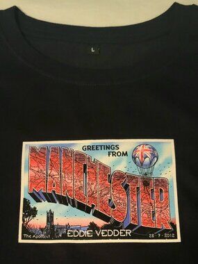 Eddie Vedder 2012 Manchester Tour Shirt Black Men's Large